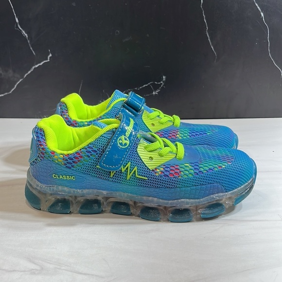 Shinmax  Classic Kid’s Sneakers Blue/Yellow sz 4 - Picture 4 of 8